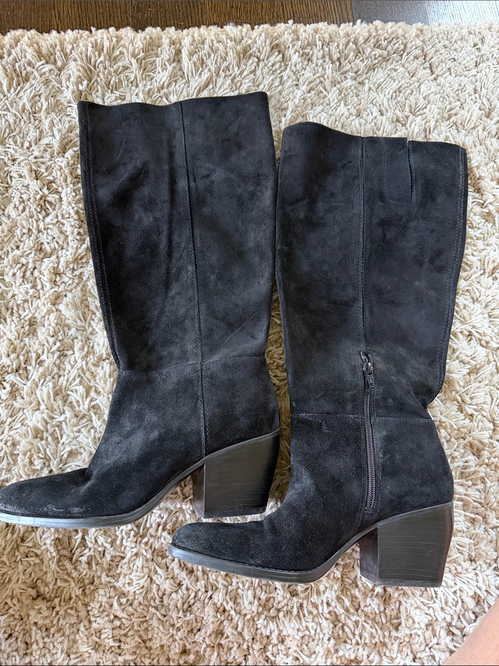 Naturalizer size 9 Black Suede Women's tall block heel boots